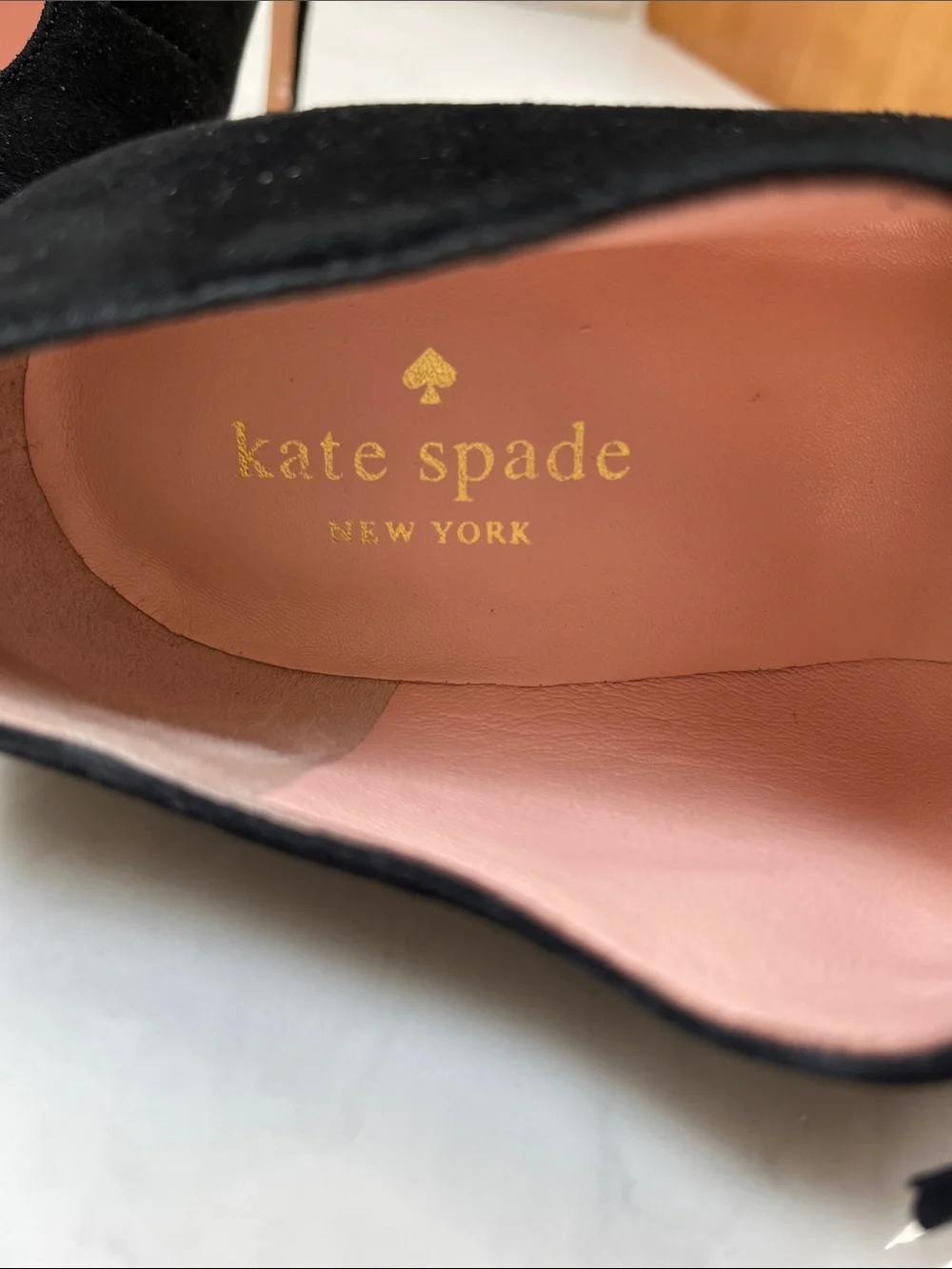 kate spade Black Suede Bow Mary Jane Heels